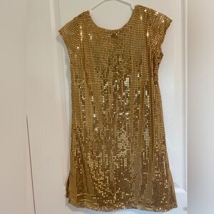 Gold sequin mini dress with short sleeves